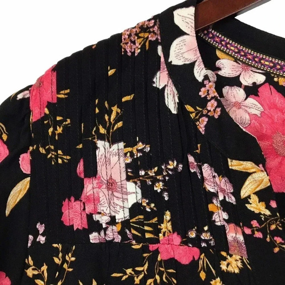 Knox Rose Womens Size XXL 2XL Floral Button Up Short Sleeve Top Shirt Career - Picture 6 of 13